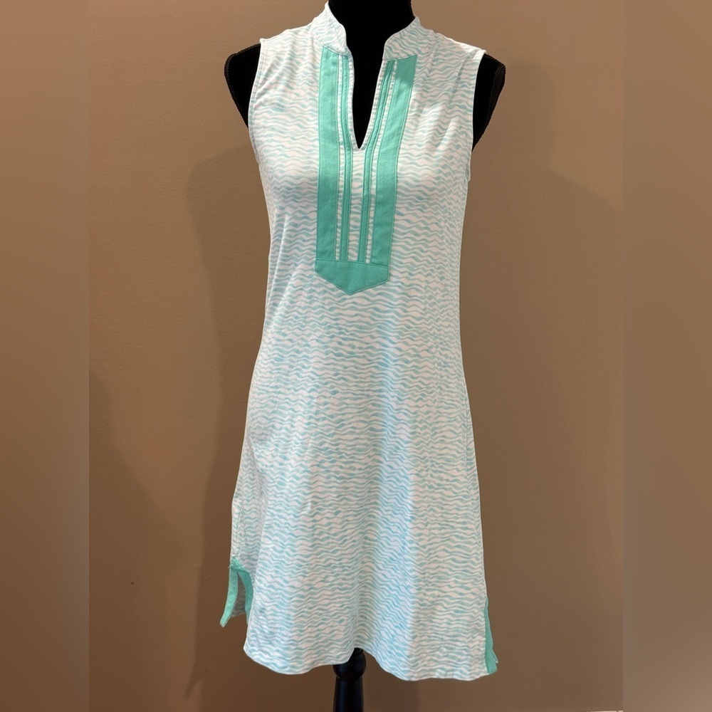 Women’s DUFFIELD LANE Signature Stretch turquoise Mackinac dress- Size small - Picture 2 of 6